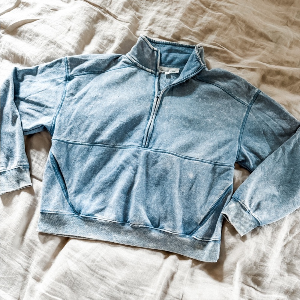 Sage & Stone Blue Faded Quarter-Zip Sweater, Size Small